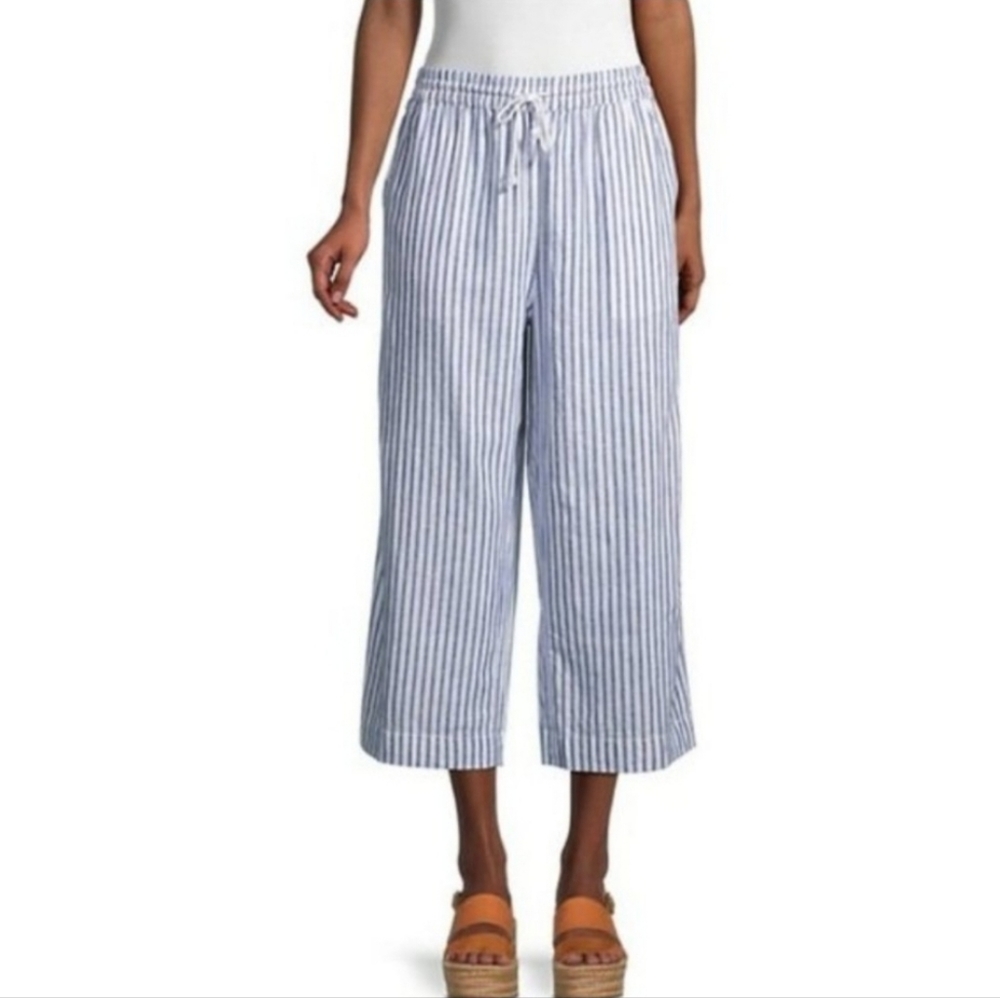 BeachLunchLounge Linen Blend Wide Leg Margot Pants, Minuit Size Large